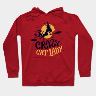 Crazy Cat Lady - Funny Halloween Witch Be Crazy Hoodie